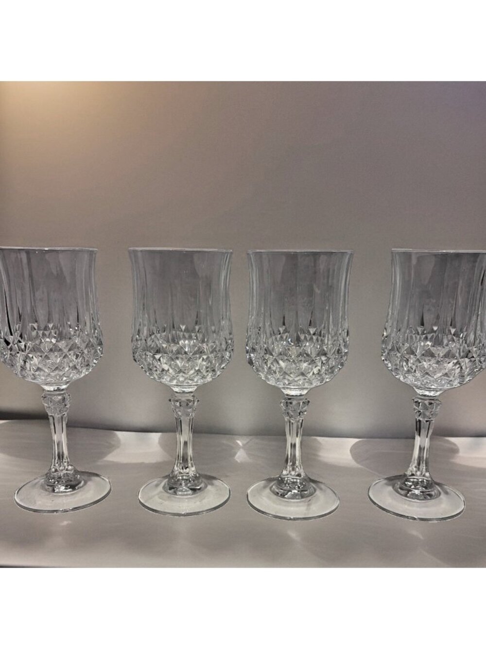 Vintage Cristal D'Arques Longchamp Wine Glasses Lead Crystal 6 Oz Set of 4